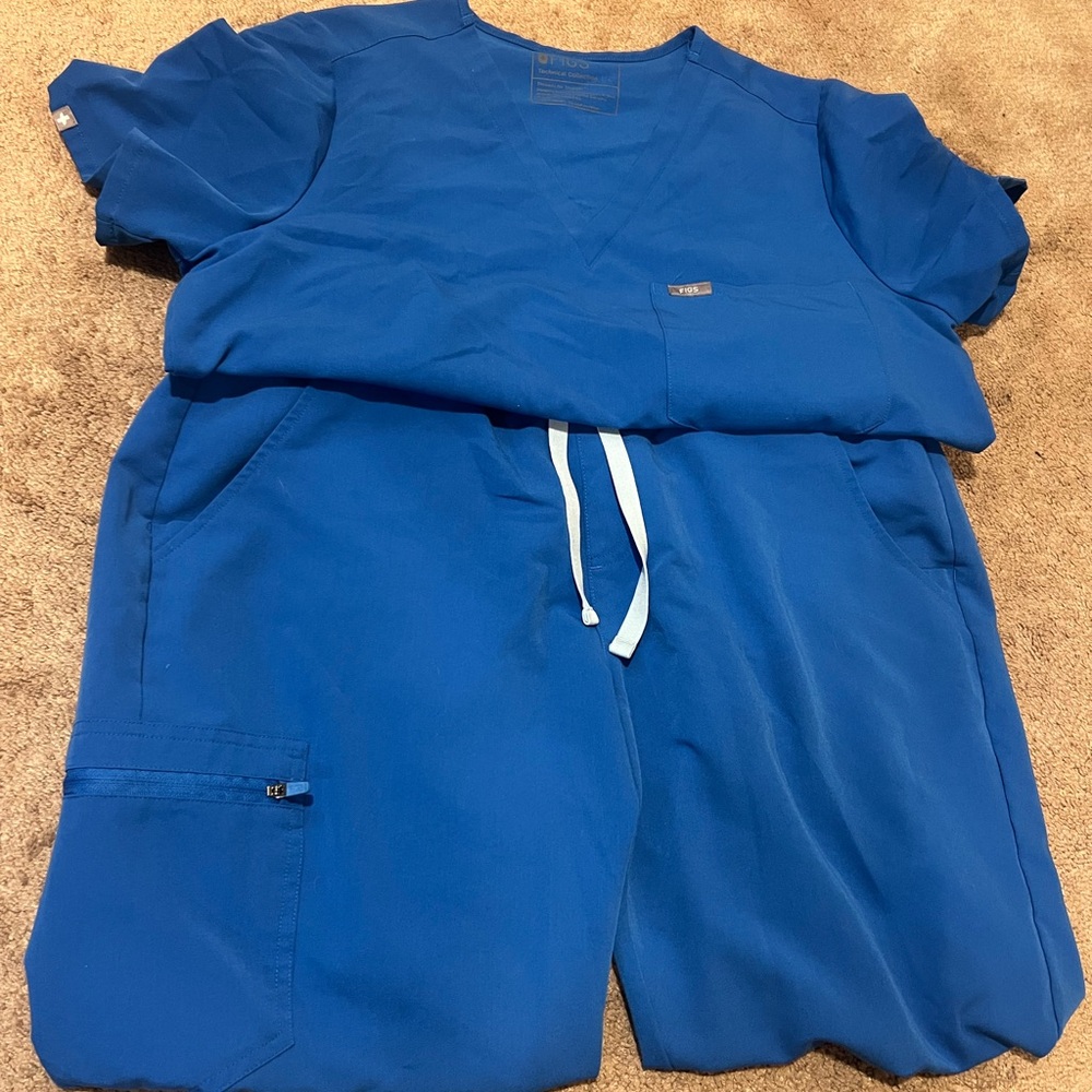 EUC FIGS Scrubs Royal Blue Woman’s Size Large Catarina Top - XL Zamora Joggers